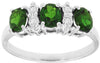 1.36CT DIAMOND & AAA RUSSALITE 14KT WHITE GOLD 3D OVAL 3 STONE ANNIVERSARY RING