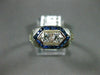 ANTIQUE .70CT OLD MINE DIAMOND & AAA SAPPHIRE 14K WHITE GOLD FILIGREE RING 20969