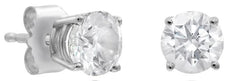 ESTATE 1.0CT DIAMOND 14KT WHITE GOLD 3D CLASSIC ROUND SOLITAIRE STUD EARRINGS