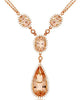 9.05CT DIAMOND & AAA MORGANITE 14KT ROSE GOLD PEAR SHAPE & OVAL LARIAT NECKLACE
