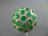 ESTATE LARGE 4.87CT DIAMOND & AAA EMERALD 18KT 2 TONE GOLD FLOWER CLUSTER RING