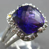 LARGE 5.15CT DIAMOND & AAA AMETHYST 14KT WHITE GOLD 3D CUSHION & ROUND HALO RING