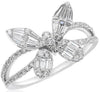 .80CT DIAMOND 18KT WHITE GOLD 3D ROUND AND BAGUETTE CLUSTER BUTTERFLY LOVE RING