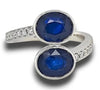 LARGE 5.31CT DIAMOND AAA SAPPHIRE 18K WHITE GOLD OVAL SOLITAIRE CRISS CROSS RING
