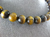 ESTATE LONG AAA TIGER EYE 14KT YELLOW GOLD MULTI BEAD CLASSIC LUCKY NECKLACE