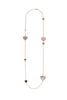 LONG .01CT DIAMOND & AAA MOTHER OF PEARL 18K ROSE GOLD MULTI HEART LOVE NECKLACE