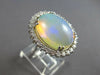 EXTRA LARGE 9.41CT DIAMOND & AAA OPAL 14KT WHITE GOLD OVAL BALLERINA RING #27593