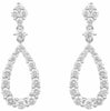 1.77CT DIAMOND 18K WHITE GOLD ROUND GRADUATING TEAR DROP FLOWER HANGING EARRINGS