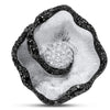 ESTATE .70CT WHITE & BLACK DIAMOND 14KT WHITE GOLD 3D ROSE FLOWER FUN RING