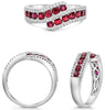 ESTATE 1.64CT DIAMOND & AAA RUBY 14KT WHITE GOLD MULTI ROW CRISS CROSS LOVE RING