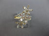LARGE .94CT DIAMOND 14KT YELLOW GOLD 3D ROUND & BAGUETTE MULTI FLOWER FUN RING
