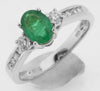 1.2CT DIAMOND & AAA EMERALD 14KT WHITE GOLD OVAL & ROUND 3 STONE ENGAGEMENT RING