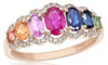 1.90CT DIAMOND & AAA MULTI COLOR SAPPHIRE 14KT ROSE GOLD OVAL & ROUND HALO RING
