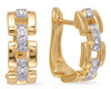 .15CT DIAMOND 14K 2 TONE GOLD 3D SQUARE LOVE KNOT FUN LEVERBACK HANGING EARRINGS