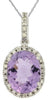 2.88CT DIAMOND & AAA AMETHYST 14KT WHITE GOLD OVAL & ROUND HALO FLOATING PENDANT