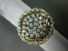 ESTATE EXTRA LARGE 1.50CT DIAMOND 14KT WHITE & ROSE GOLD CLUSTER MULTI ROW RING