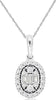 ESTATE .19CT DIAMOND 14KT WHITE GOLD ROUND & BAGUETTE CLUSTER OVAL HALO PENDANT