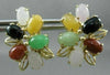 ANTIQUE LARGE AAA MULTI GEM & 14KT YELLOW GOLD FLORAL CLIP ON EARRINGS #22621