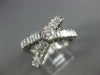 LARGE 2.10CT DIAMOND 14K WHITE GOLD ROUND & BAGUETTE CRISS CROSS ENGAGEMENT RING