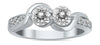 ESTATE .92CT DIAMOND 14KT WHITE GOLD 3D ROUND CLASSIC 2 STONE INFINITY LOVE RING
