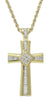 LARGE 4CT DIAMOND 18KT YELLOW GOLD 3D PRINCESS & BAGUETTE CROSS FLOATING PENDANT