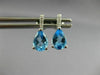 ESTATE 2.02CT DIAMOND & AAA BLUE TOPAZ 14K WHITE GOLD TEAR DROP HANGING EARRINGS