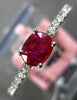 ESTATE .61CT DIAMOND & AAA RUBY 14K WHITE GOLD OVAL & ROUND FRIENDSHIP LOVE RING