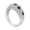 .95CT WHITE & BLACK DIAMOND 14K WHITE GOLD MULTI ROW PAVE GEOMETRICAL COBRA RING