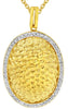 .24CT DIAMOND 18KT YELLOW GOLD 3D HAMMERED LOOK DESIGN OVAL FUN FLOATING PENDANT