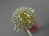 ESTATE LARGE GIA 2.40CT WHITE & FANCY YELLOW DIAMOND 18K TWO TONE GOLD OVAL RING