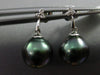 ESTATE .06CT DIAMOND 14KT WHITE GOLD AAA TAHITIAN PEARL 3 STONE HANGING EARRINGS