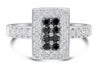 ESTATE .51CT WHITE & BLACK DIAMOND 14KT WHITE GOLD 3D PAVE RECTANGULAR FUN RING
