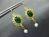 ANTIQUE JADE & SOUTH SEA PEARL 14K YELLOW GOLD 3D FILIGREE OVAL HANGING EARRINGS