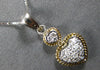 ESTATE .20CT DIAMOND 18KT 2 TONE GOLD DOUBLE HEART LOVE FLOATING PENDANT #27669