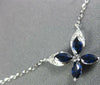 ESTATE .42CT DIAMOND & AAA SAPPHIRE 14KT WHITE GOLD 3D BUTTERFLY LOVE NECKLACE