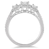 1.0CT DIAMOND 14K WHITE GOLD 3D ROUND 3 STONE HALO PAST PRESENT FUTURE LOVE RING