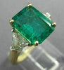 ESTATE LARGE 4.16CT DIAMOND & EMERALD 18K YELLOW GOLD & PLATINUM ENGAGEMENT RING