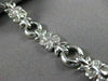 ANTIQUE WIDE .64CT DIAMOND 14KT WHITE GOLD 3D LINK FLORAL LOVE BRACELET #11573