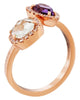 LARGE 1.33CT DIAMOND & AAA GREEN PURPLE AMETHYST 18KT ROSE GOLD MULTI SHAPE RING