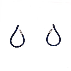 ESTATE 1.49CT AAA SAPPHIRE 18KT WHITE GOLD SIDEWAYS TEAR DROP HANGING EARRINGS