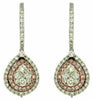 ESTATE 1.20CT WHITE & PINK DIAMOND 14KT WHITE ROSE GOLD CLUSTER HANGING EARRINGS