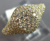 ESTATE .98CT DIAMOND 14KT YELLOW GOLD 3D MULTI ROW PAVE OVAL FUN RING