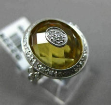ESTATE LARGE 4.45CT DIAMOND & AAA CITRINE 14KT WHITE GOLD OVAL HALO ETOILE RING