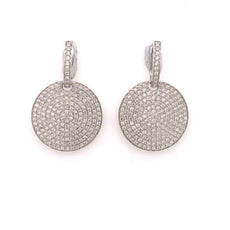 LARGE 2.07CT DIAMOND 18KT WHITE GOLD 3D MULTI ROW CIRCULAR FUN HANGING EARRINGS