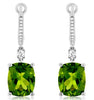 5.75CT DIAMOND & AAA PERIDOT 14KT WHITE GOLD CUSHION & ROUND LEVERBACK EARRINGS