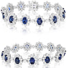 19.58CT DIAMOND & AAA SAPPHIRE 18KT WHITE GOLD 3D OVAL & ROUND TENNIS BRACELET