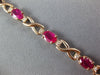 LONG 4.92CT DIAMOND & AAA RUBY 14K ROSE GOLD OVAL & ROUND X LOVE TENNIS BRACELET