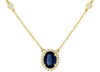 1.74CT DIAMOND & AAA SAPPHIRE 14KT YELLOW GOLD 3D OVAL HALO BY THE YARD NECKLACE