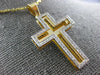 ESTATE .52CT DIAMOND 14KT TWO TONE GOLD 3D CLASSIC DOUBLE PLATED CROSS PENDANT