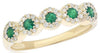 .46CT DIAMOND & AAA EMERALD 14KT YELLOW GOLD 3D CLASSIC MULTI FLOWER LOVE RING
